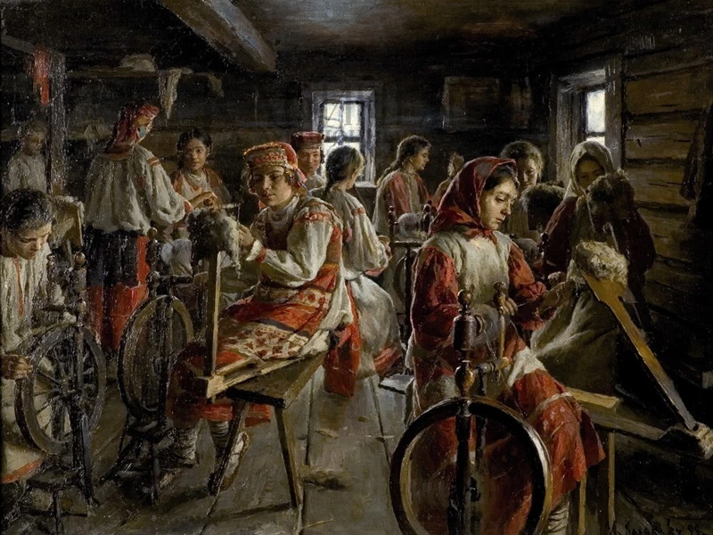 1873-Ivan Semyonovich Kazakov - Filatrici, 1899